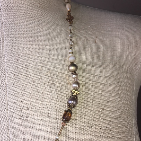 DESERT HEART Brown Bead Pearl Stone Necklace - Picture 4 of 5